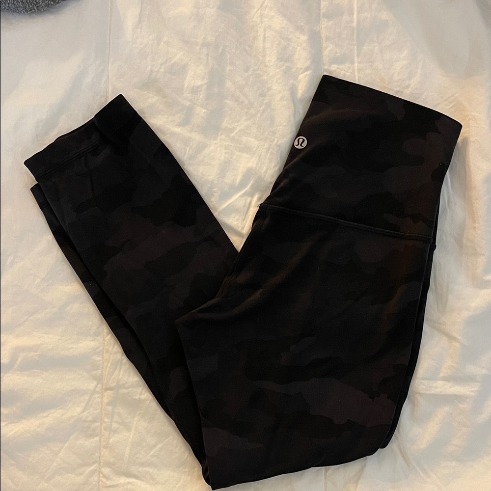 lululemon athletica Black Camouflage Cropped Pants - 22”